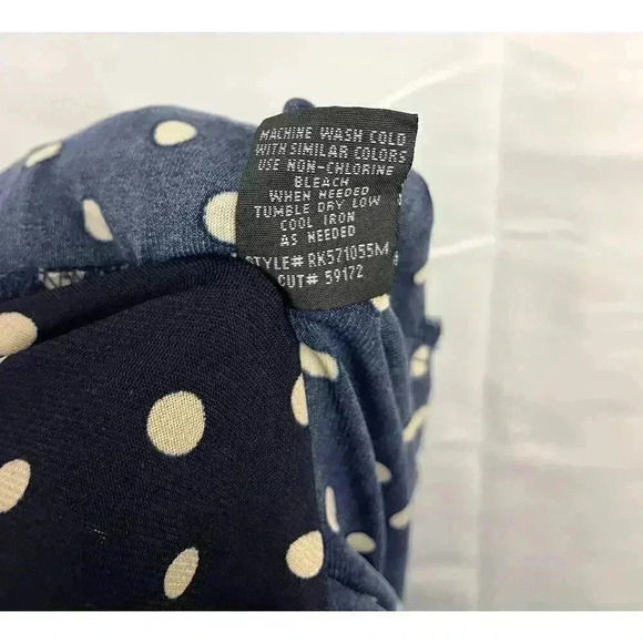Dark Blue Polka Dot Sheath Wrap Dress Jersey Connected Apparel Sz 6 - Picture 9 of 9